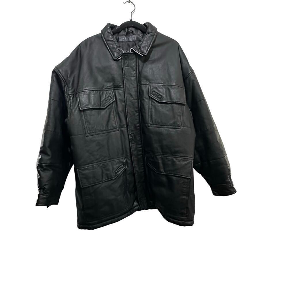 Vintage Wilsons The Leather Experts Men's Leather Zip Up Moto Jacket Size Large